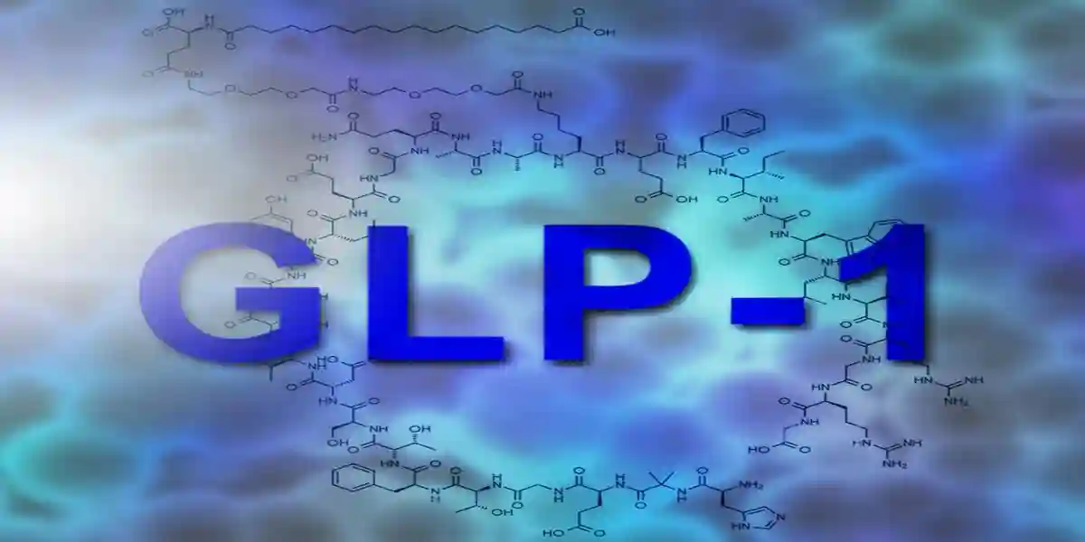 GLP-1 text with the molecule structure for the glucagon like peptide  Zepbound Eye Problems