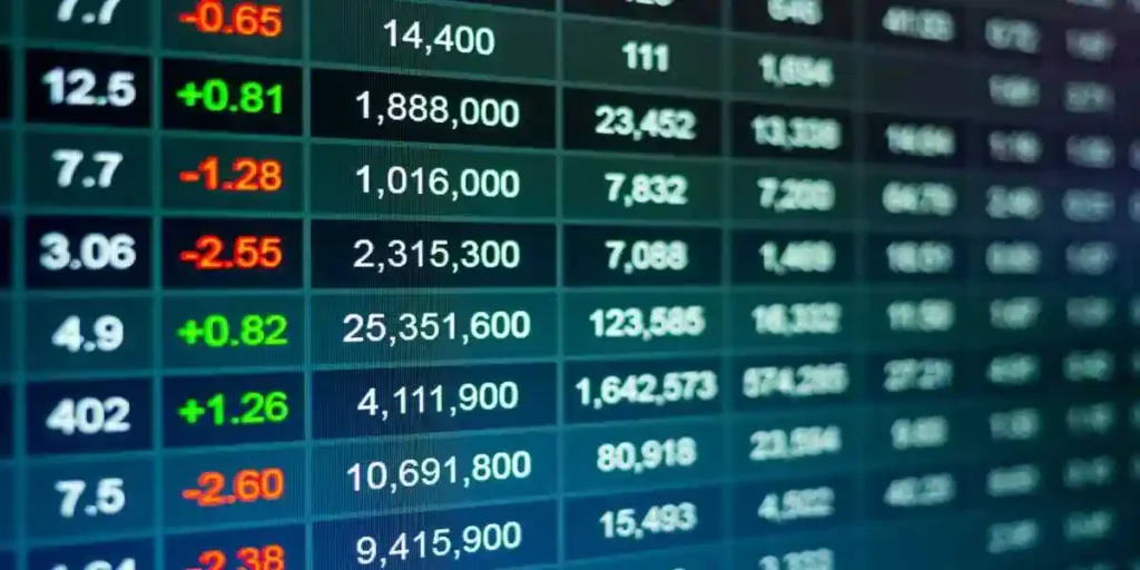 Stock market chart,Stock market data on LED display concept.a large display of daily stock market price and quotation