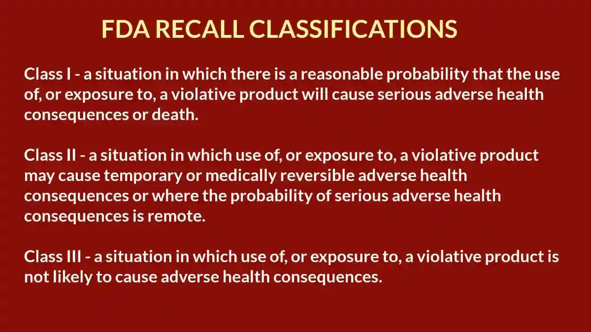 fda recall classifications used in Dexcom Recall Lawsuit Lawyer in Tennessee