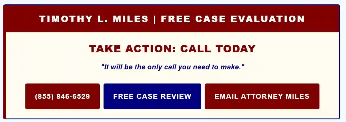 FREE CASE EVALUATION AD BY TOP 100 PLAINTIFF CIVIL TRIAL LAWYER TIMOTHY L. MILES, used in Securities Litigation
