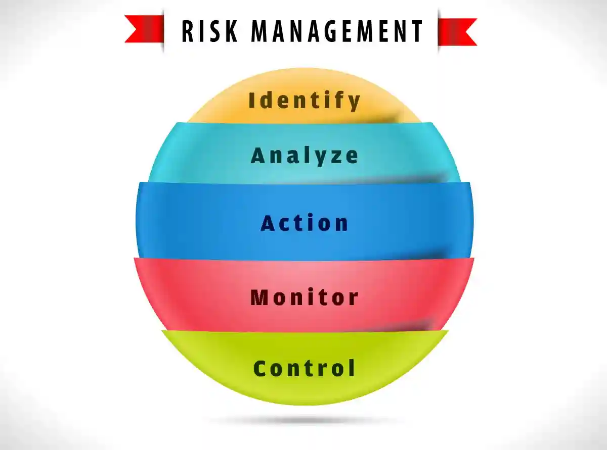risk management diagram with 5 step solution - vector eps10 used in Securities Class Actions 

