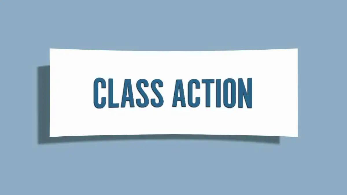 Class Action. A card isolated on blue background. used in Opt-Out of a Securities Class Action Lawsuit