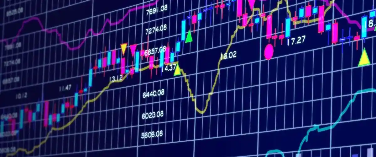 Blue background with stock chart 3D used in Primoris Class Action Lawsuit