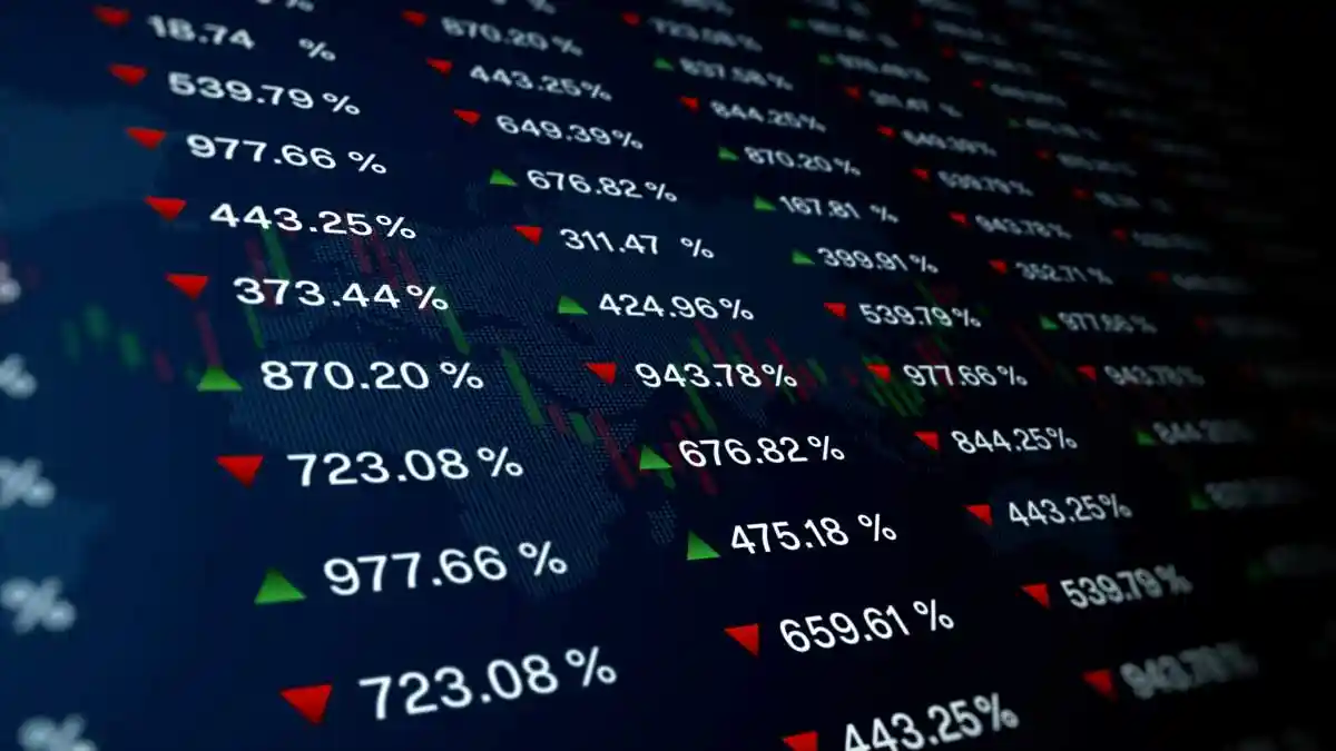 Global stock market data with percentage changes, green and red arrows indicating market trends, overlaid world map background symbolizing global finance. 3D Rendering  GoDaddy Class Action Lawsuit

