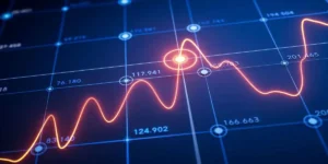 Blog 23 Statistical graph with business finance concept, 3d rendering. 3D illustration.