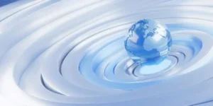 3D render: Blue globe Earth on abstract, swirling white and blue technology background. Modern digital network concept, global communication, news backdrop. Clean, futuristic design, wallpaper in Replimune class action lawsuit