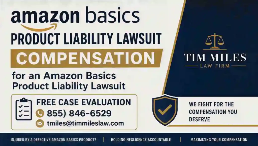Attornyey add for free case evaluation in Compensation for an Amazon Basics Product Liability Lawsuit