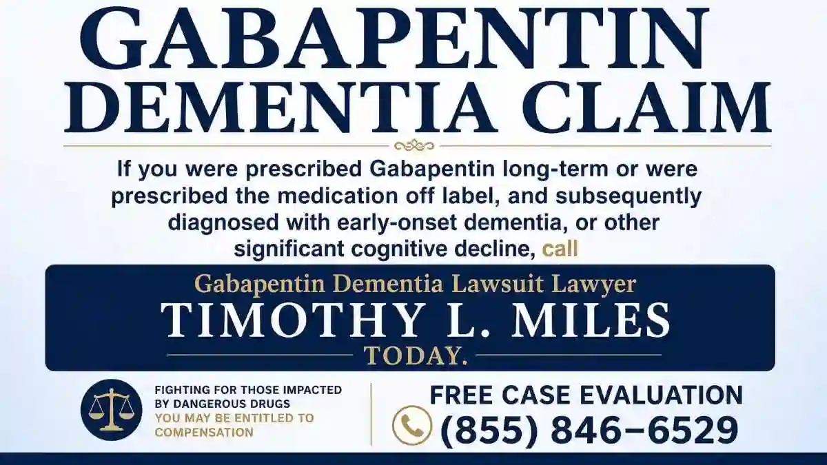 Gabapentin and dementia | law offices of timothy l. Miles 1 attorney add for free case evaluation in Gabapentin Dementia claim