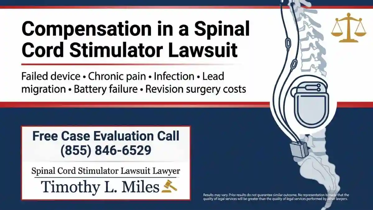 addy advertisement for free case evaluation in Spinal Cord Stimulator Lawsuit Update