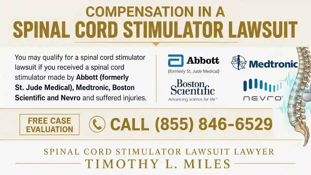 Tennessee spinal cord stimulator lawsuit lawyer 3 addy advertisement for free case evaluation in Tennessee Spinal Cord Stimulator Lawsuit Lawyer