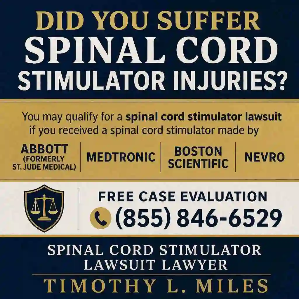 Did your suffer spinal cord stimulator injuries? 2 addy advertisement for free case evaluation in Spinal Cord Stimulator Injuries