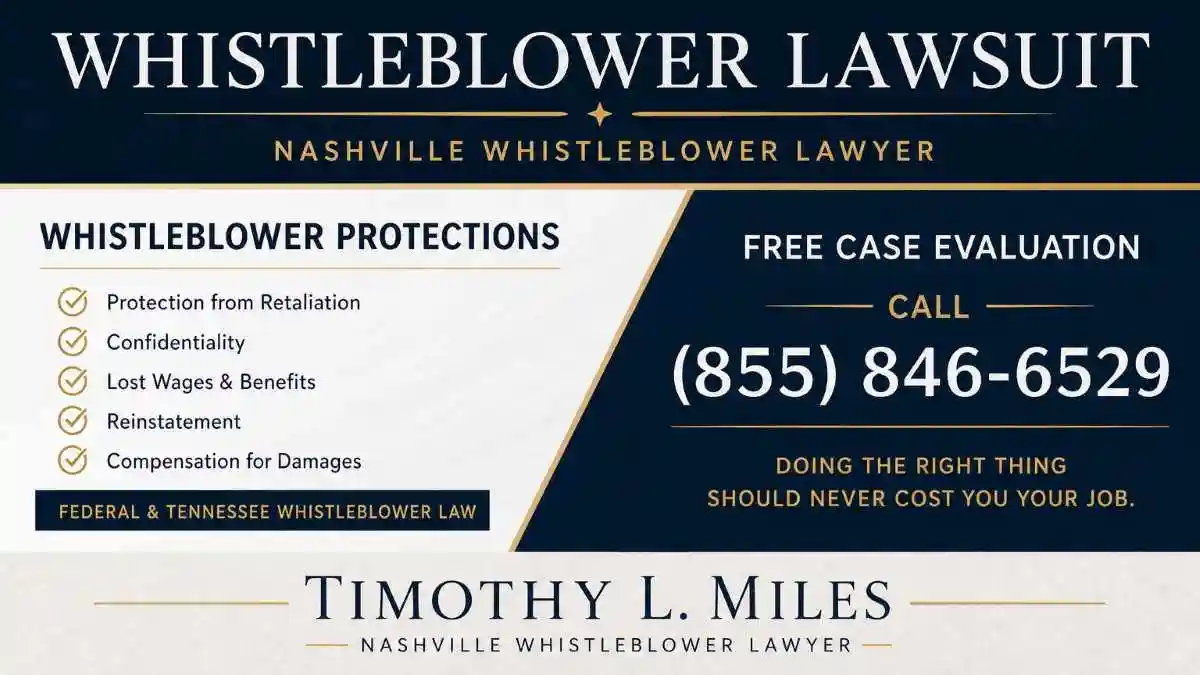 Whistleblower lawsuit in nashville | tim miles law offices 2 atty add fcr free case evaluation in Whistleblower Lawsuit in Nashville